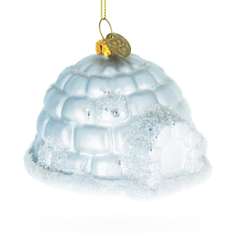 Glass Arctic Dwelling: Igloo - Blown Glass Christmas Ornament in White color