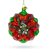 Elegant Poinsettia with Mother of Pearls Blown Glass Christmas Ornament in Multi color