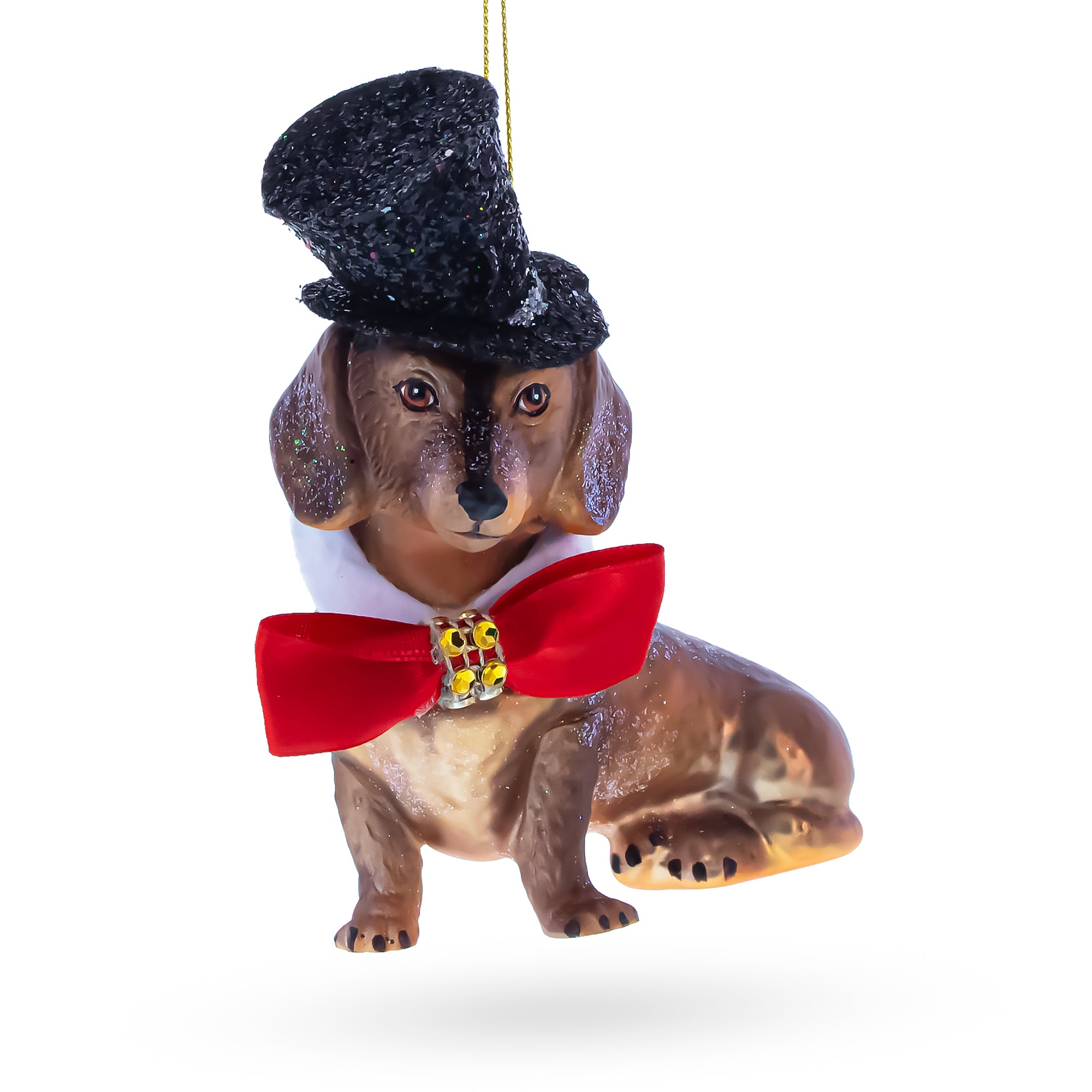 Basset Hound Glass Christmas Ornament in Multi color Figurine