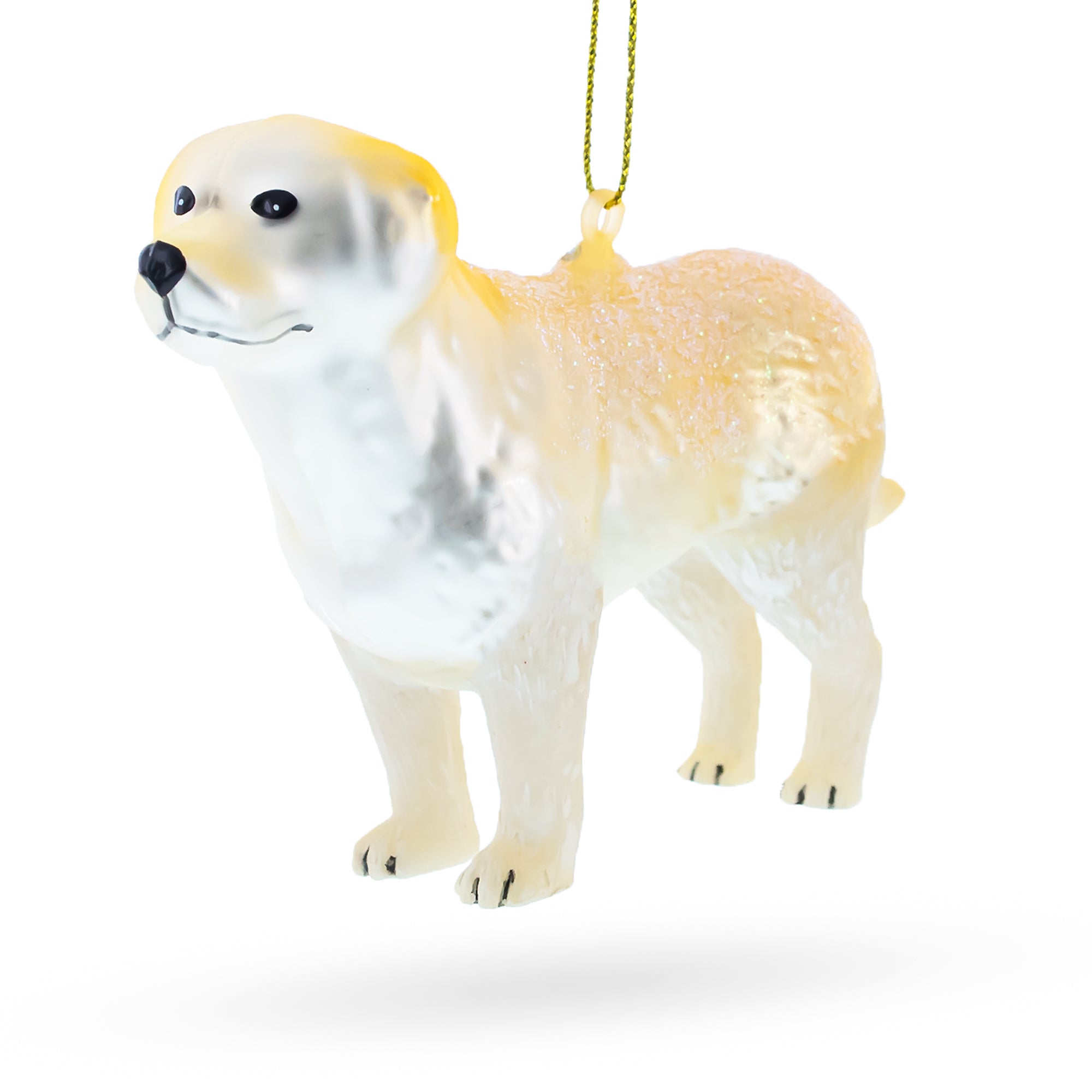 Golden Labrador Retriever in Glitter Christmas Ornament in Beige color Figurine