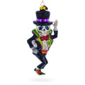 Spooky Skeleton Groom Glass Christmas Ornament in Black color Figurine