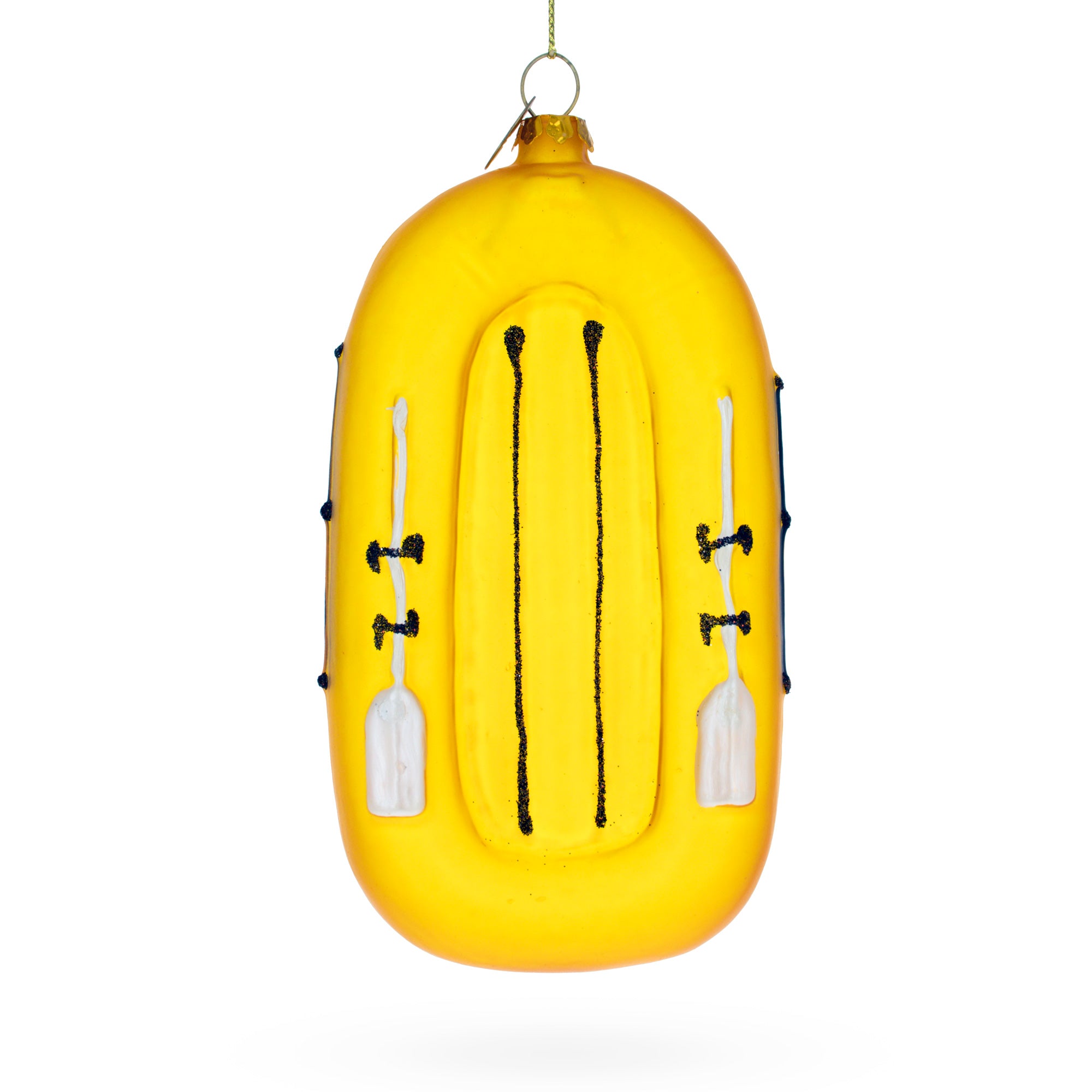 Yellow Rubber Boat Glass Christmas Ornament in Yellow color Figurine