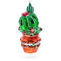 Decorated Cactus in a Pot Glass Christmas Ornament in Green color Figurine