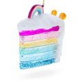 Vibrant Rainbow Layer Cake Glass Christmas Ornament in Multi color Figurine