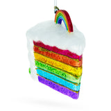 Vibrant Rainbow Layer Cake - Blown Glass Christmas Ornament in Multi color,  shape