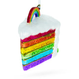 Vibrant Rainbow Layer Cake Blown Glass Christmas Ornament in Multi color