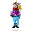 Glass Cheers! Bull Hoisting a Cold One Beer - Blown Glass Christmas Ornament in Multi color