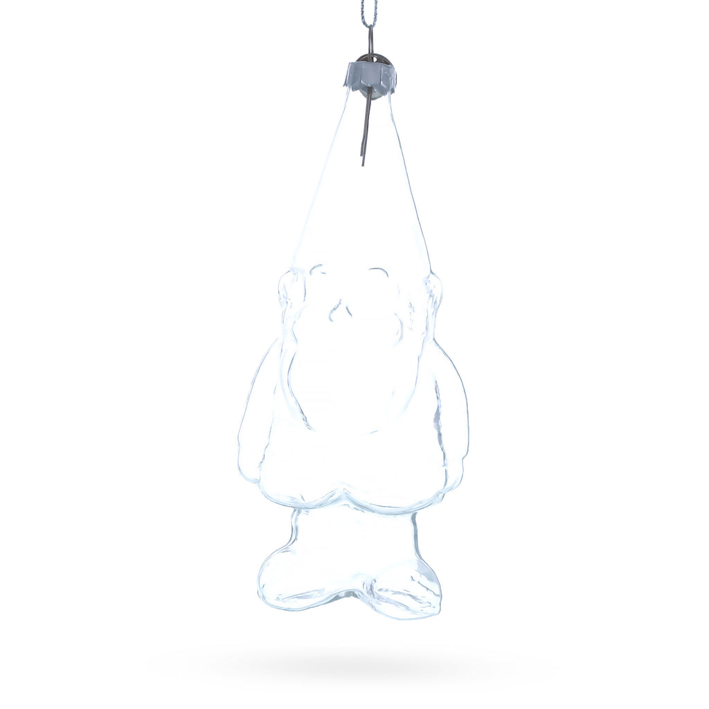 Enchanted Gnome Clear Glass Christmas Ornament in Clear color Figurine
