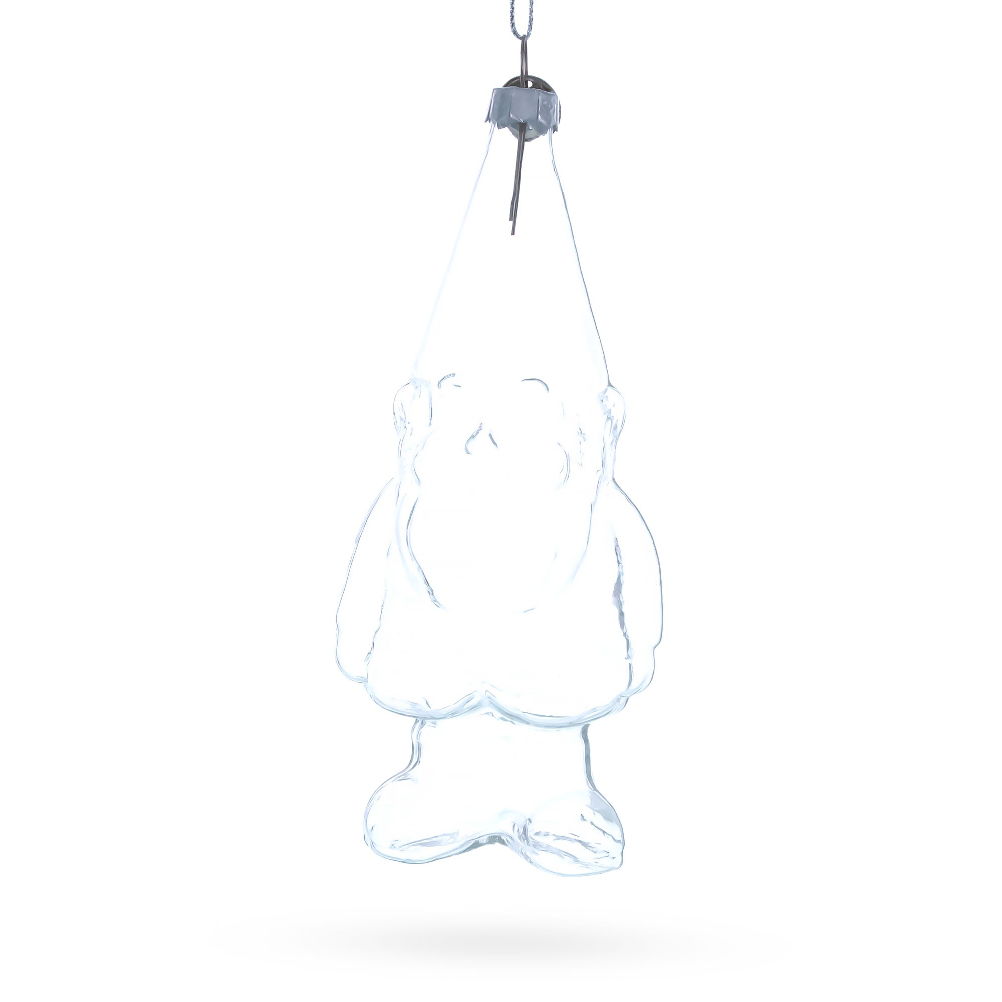 Enchanted Gnome Clear Glass Christmas Ornament in Clear color Figurine