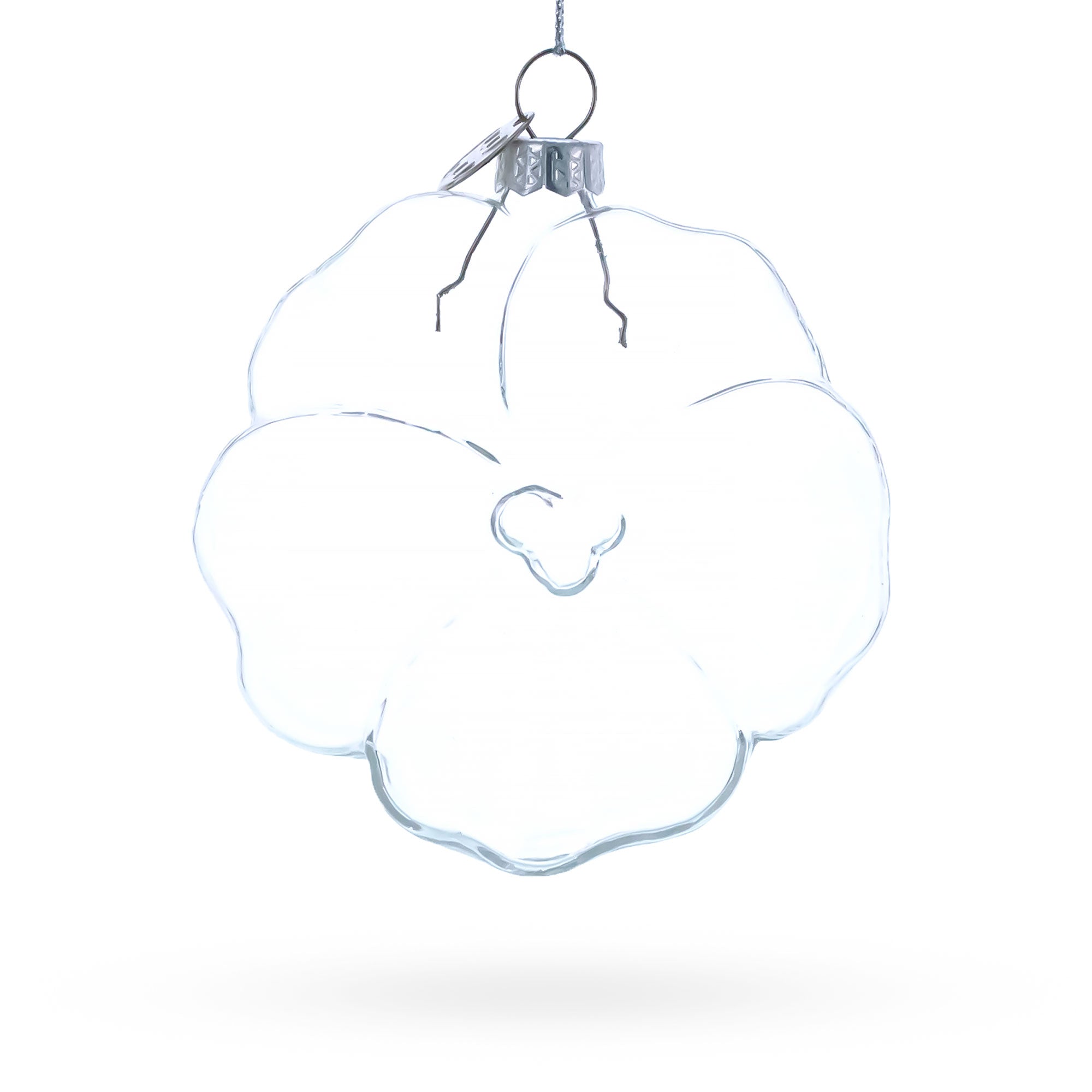 Flower-Shaped Clear Glass Christmas Ornament in Clear color Figurine