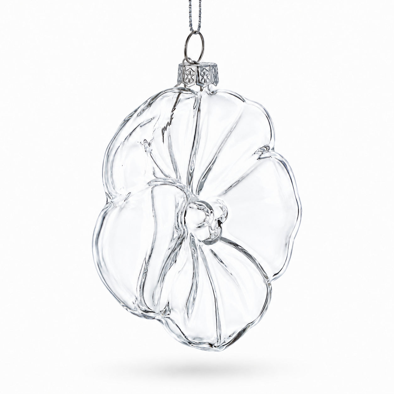 Flower-Shaped Clear Glass Christmas Ornament in Clear color Figurine