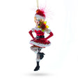 Sultry Woman in Santa Dress Dancing - Blown Glass Christmas Ornament in Multi color,  shape
