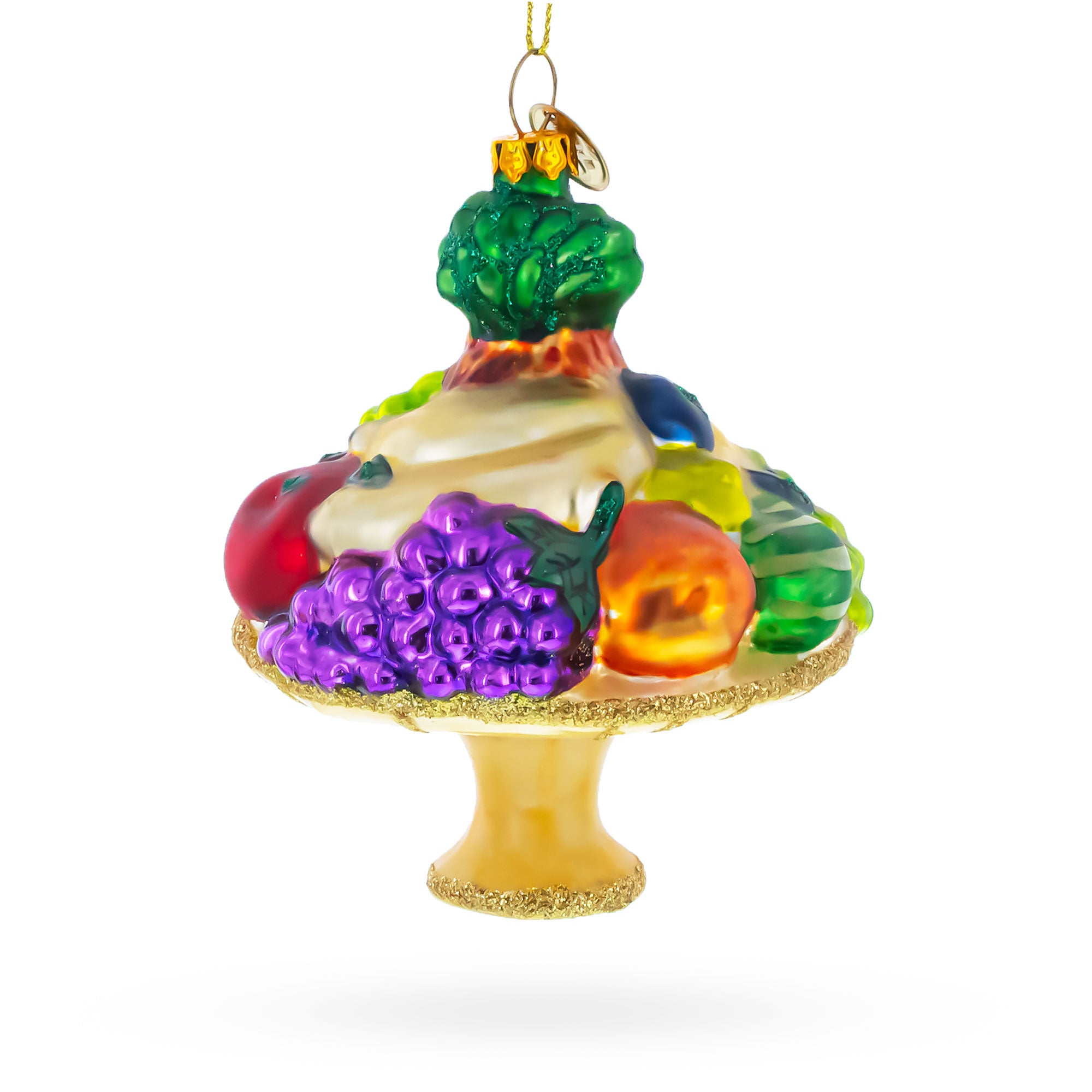 Sumptuous Fruit Platter Glass Christmas Ornament in Multi color Figurine