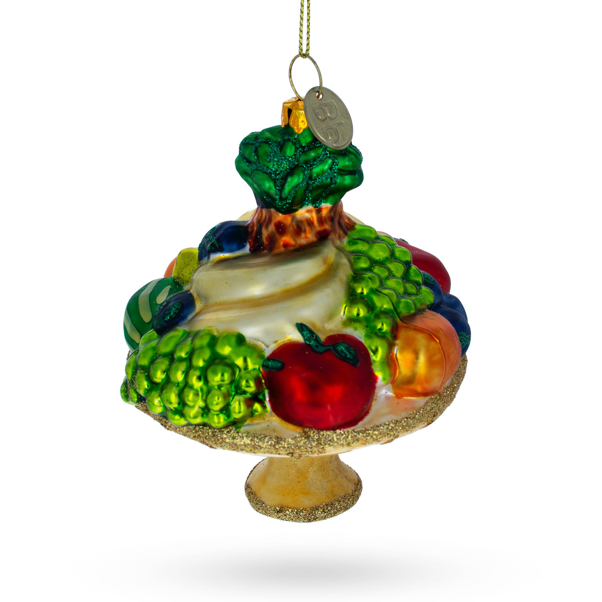 Sumptuous Fruit Platter - Blown Glass Christmas Ornament in Multi color,  shape