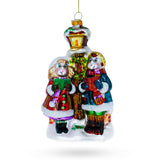 Glass Carolers by a Vintage Lantern - Blown Glass Christmas Ornament in Multi color