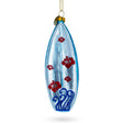 Tropical Vibes Blue Surfboard - Blown Glass Christmas Ornament in Multi color,  shape
