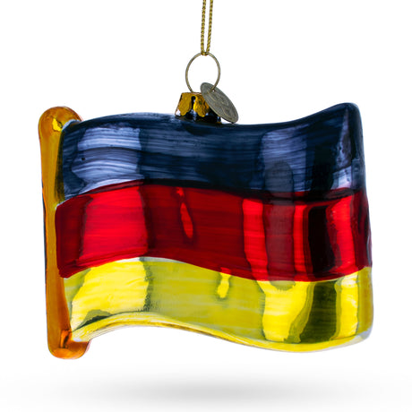 Waving Flag of Germany Blown Glass Christmas Ornament in Multi color
