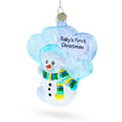 Snowman Celebrating Baby's First Christmas - Blown Glass Ornament in Multi color,  shape