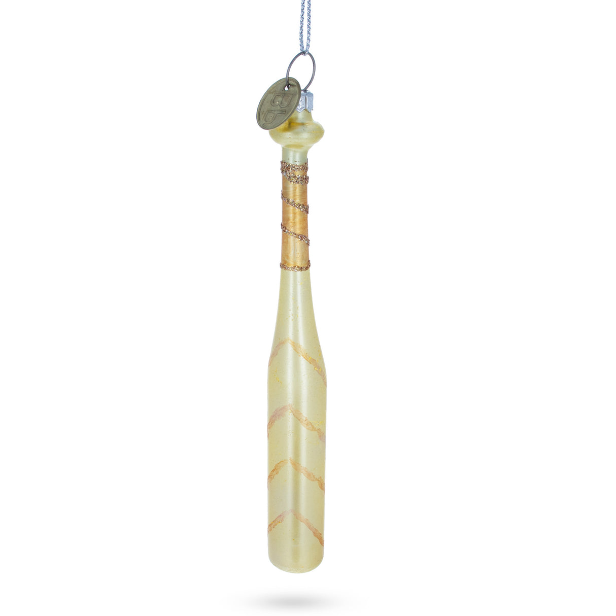 Glass Classic Baseball Bat - Blown Glass Christmas Ornament in Beige color