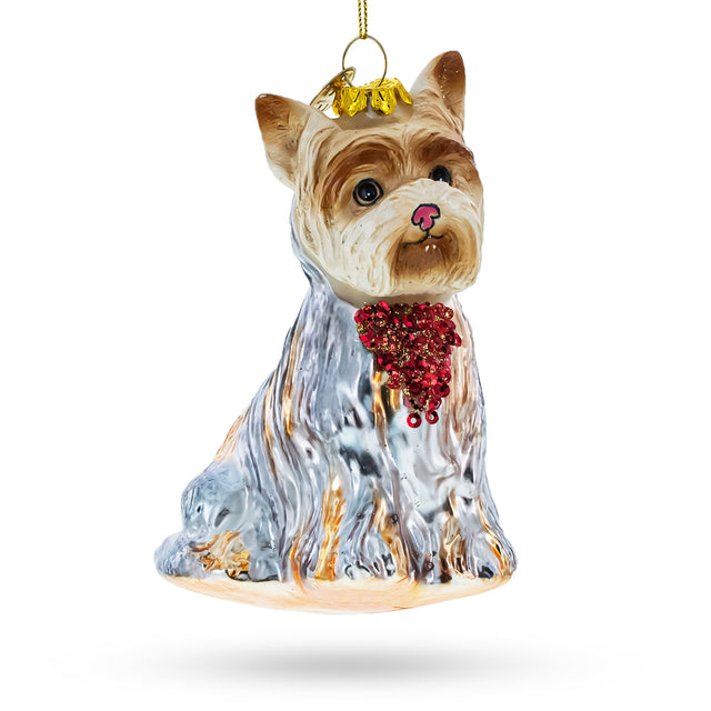Yorkshire Terrier - Blown Glass Christmas Ornament in Multi color,  shape