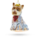 Yorkshire Terrier Glass Christmas Ornament in Silver color Figurine