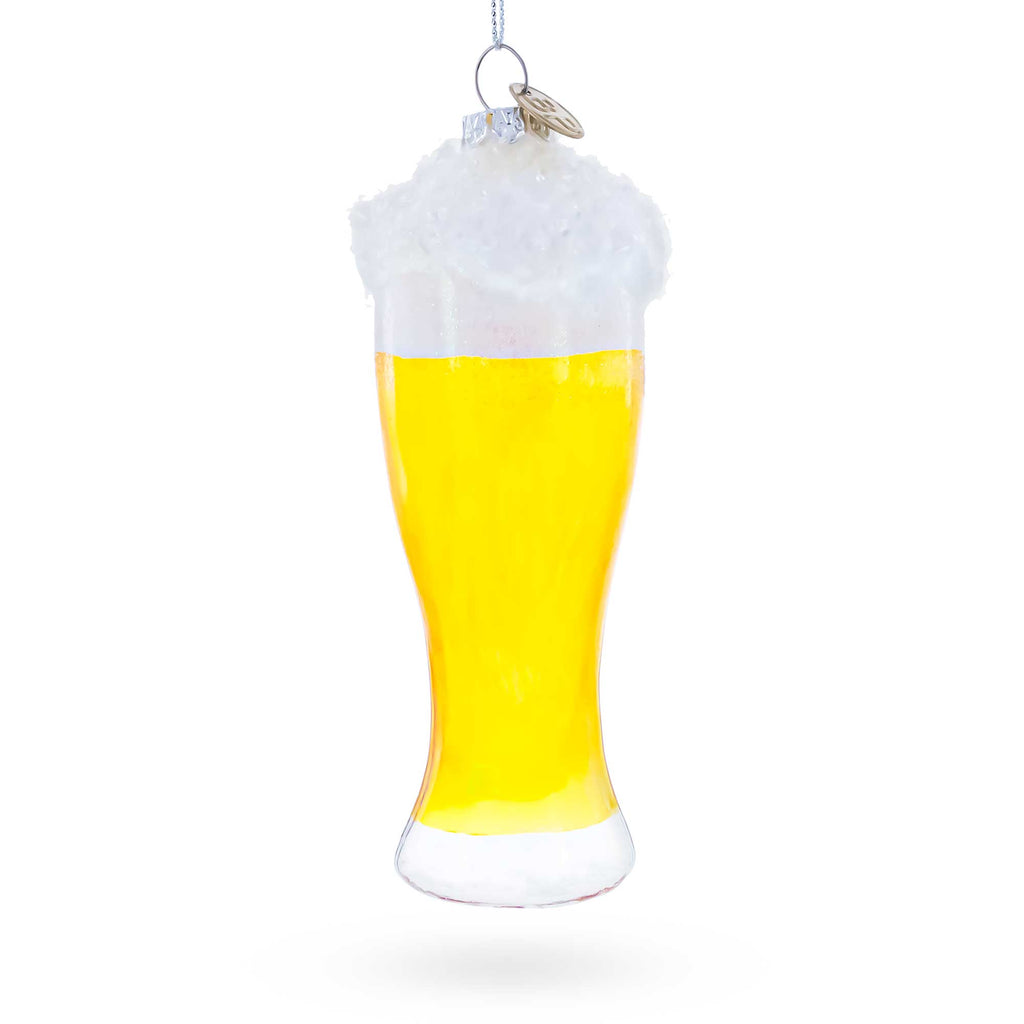 Frothy Pint of Ale Glass Christmas Ornament in Yellow color Figurine
