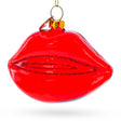 Red Lips Blown Glass Christmas Ornament in  color