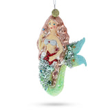 Enchanting Mermaid and Fish Blown Glass Christmas Ornament in Multi color Figurine