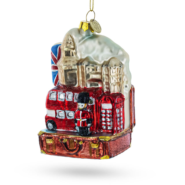 Landmarks in London, United Kingdom - Blown Glass Christmas Ornament in Multi color,  shape