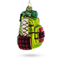 Globetrotter's Travel Backpack Glass Christmas Ornament in Green color Figurine