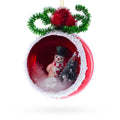 Festive Snowman and Christmas Tree Glass Ornament in Multi color Figurine