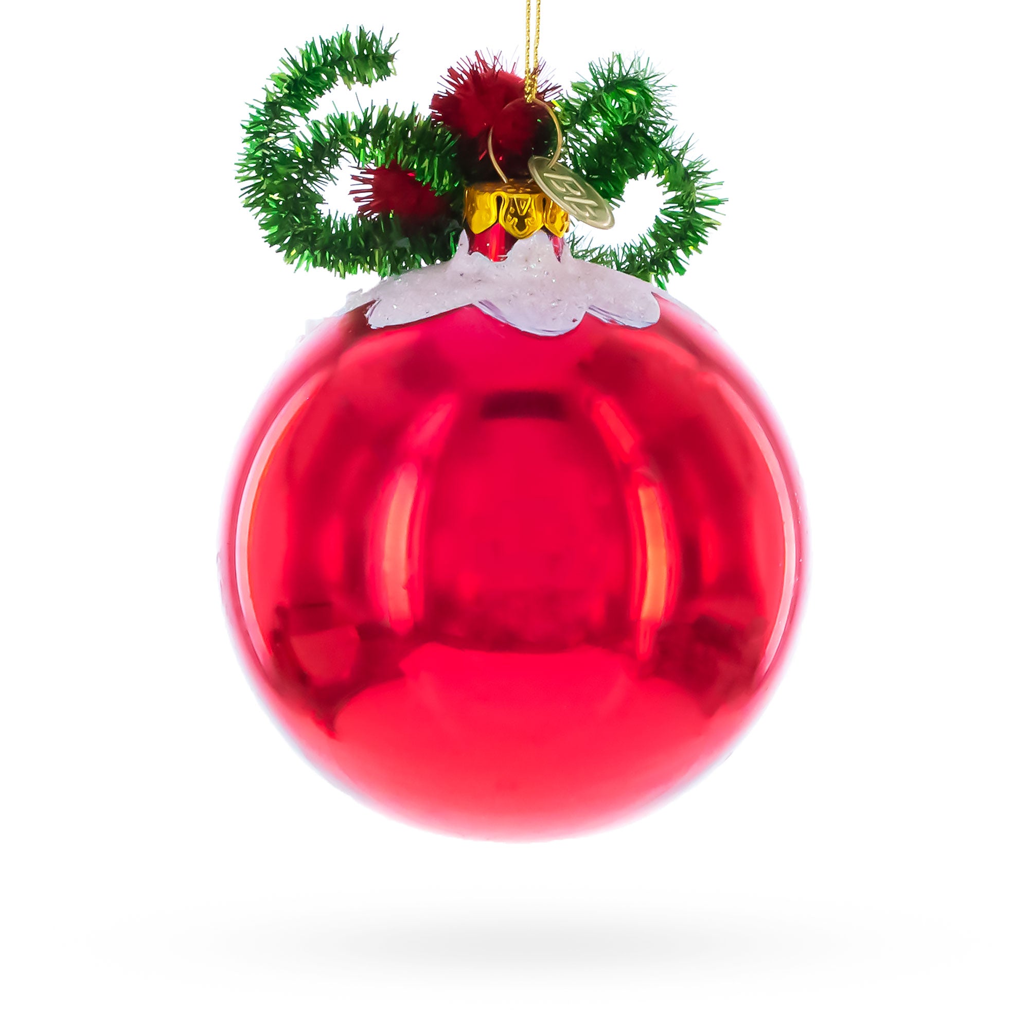 Festive Snowman and Christmas Tree Blown Glass OrnamentChina , dimensions in inches: 5.4 x 3.8 x 3