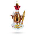 Soy Sauce with Chopsticks Glass Christmas Ornament in Brown color Figurine