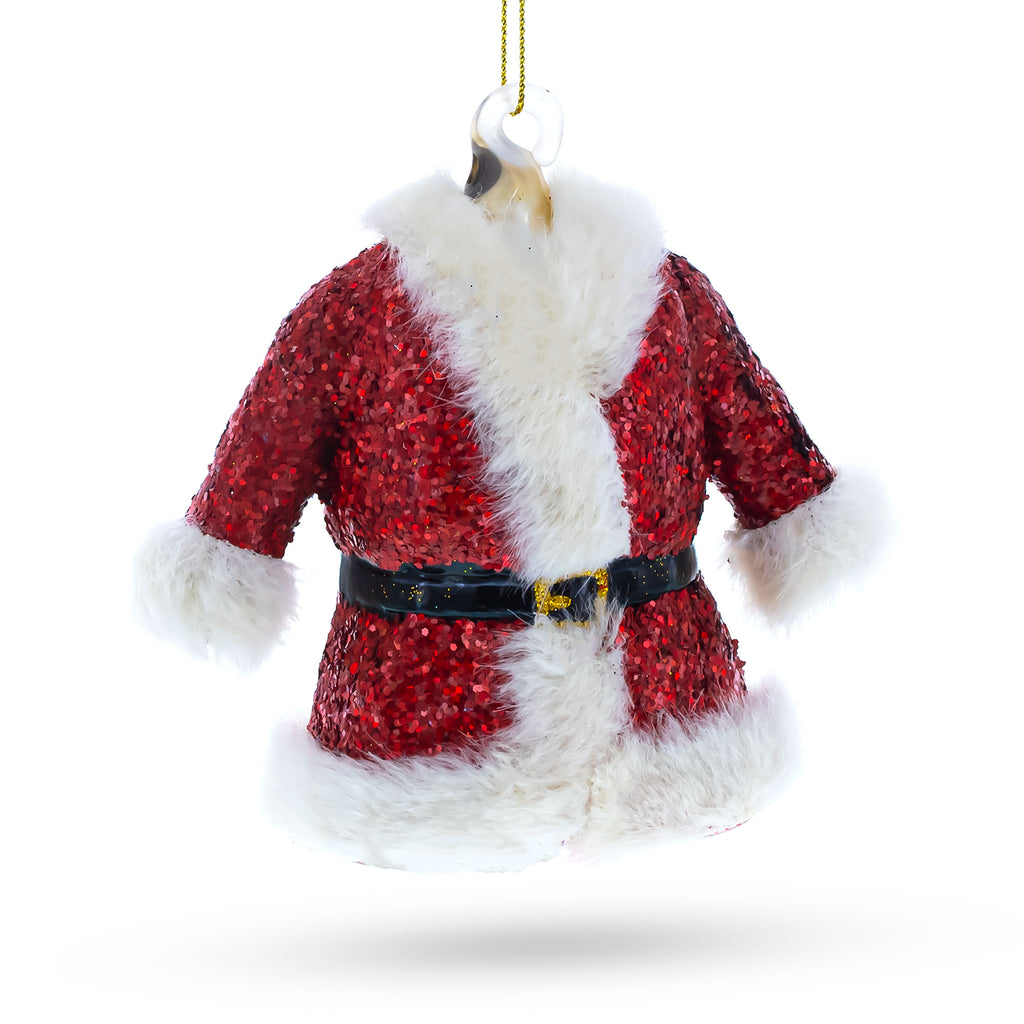 Santa’s Red Coat Glass Christmas Ornament in Red color Figurine