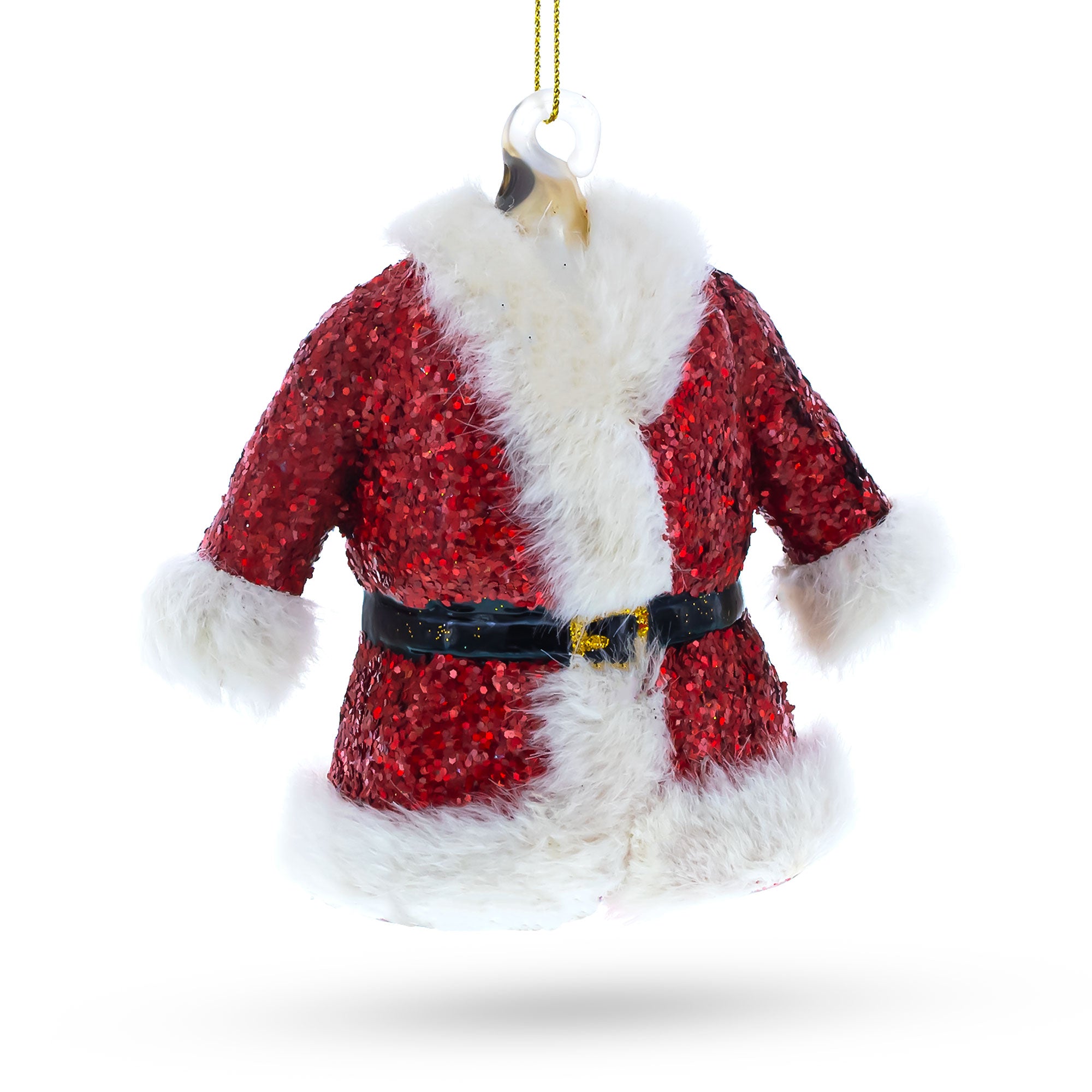 Santa’s Red Coat Glass Christmas Ornament in Red color Figurine