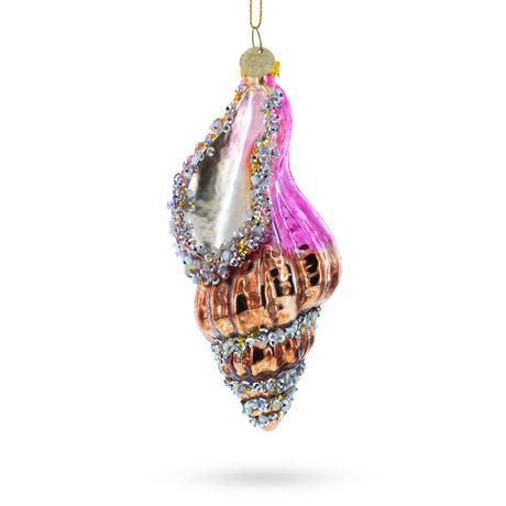 Conch Shell Blown Glass Christmas Ornament in Multi color