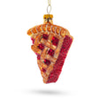 Glass Delectable Cherry Pie Slice - Blown Glass Christmas Ornament in Multi color Triangle