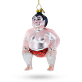 Sumo Wrestler Glass Christmas Ornament in Multi color