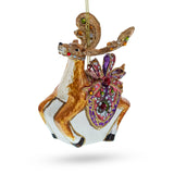 Elegant Prancer: Fancy Reindeer - Blown Glass Christmas Ornament in Multi color,  shape