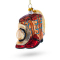 Cowboy Boots and Hat Glass Christmas Ornament in Brown color Figurine