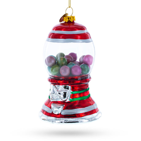 Nostalgic Gumball Machine - Blown Glass Christmas Ornament in Multi color,  shape