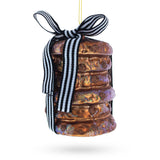 Delectable Chocolate Chip Cookies Glass Christmas Ornament in Brown color