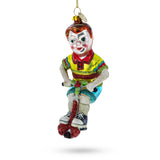 Energetic Boy on Pogo Stick - Blown Glass Christmas Ornament in Multi color,  shape