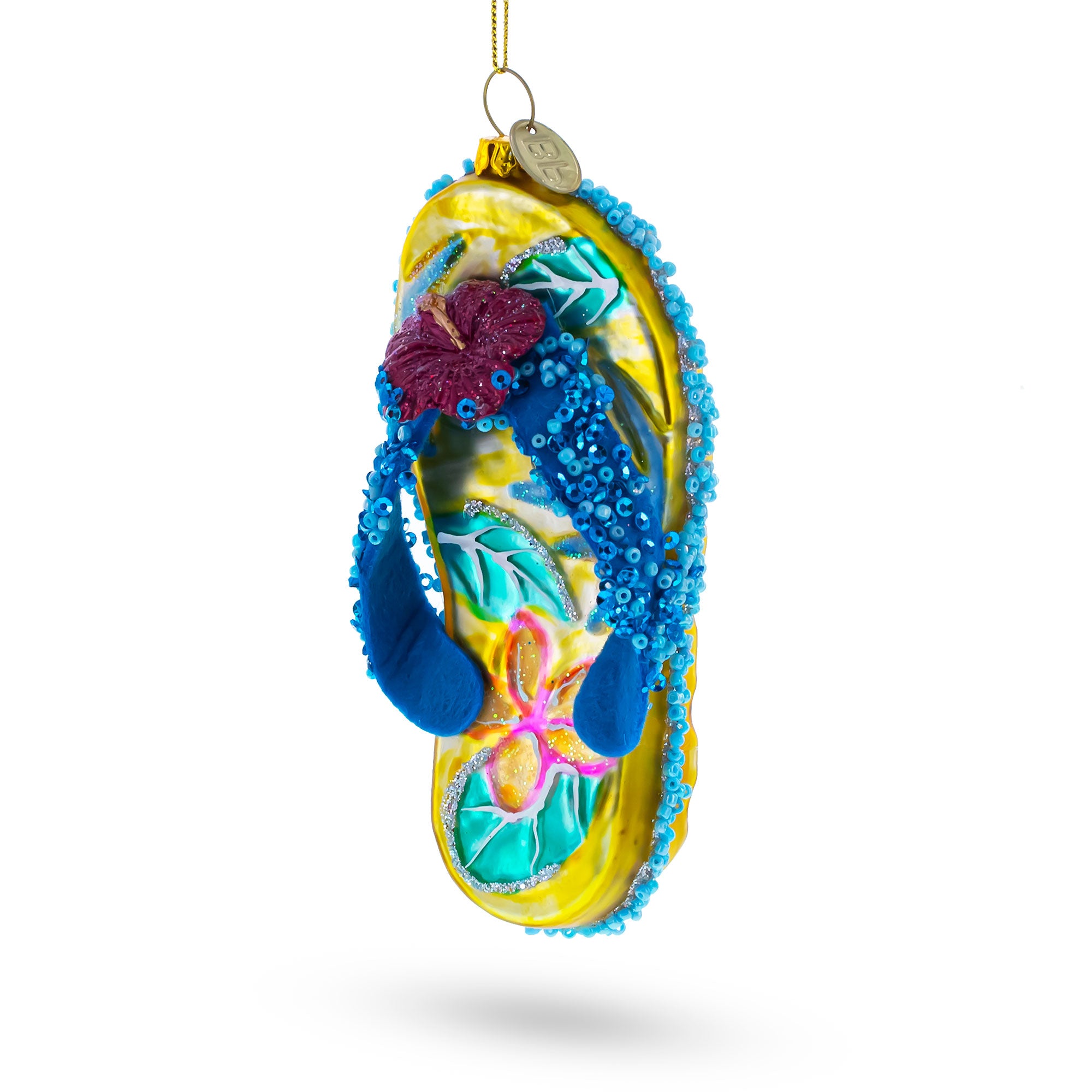 Beaded Flip Flops Blown Glass Christmas Ornament in Multi color Figurine
