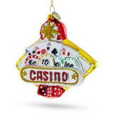 Casino Sign - Blown Glass Christmas Ornament in Multi color,  shape