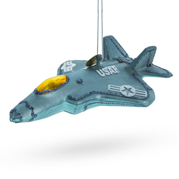 Stealthy Military Jet Aircraft - Blown Glass Christmas Ornament by BestPysanky