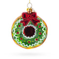 Frosted Green Donut Glass Christmas Ornament in Multi color Round