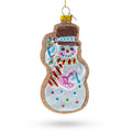 Festive Snowman Cookie Glass Christmas Ornament in Multi color Figurine
