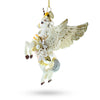 Enchanting White Unicorn - Blown Glass Christmas Ornament ,dimensions in inches: 5.6 x 1.9 x 3.5