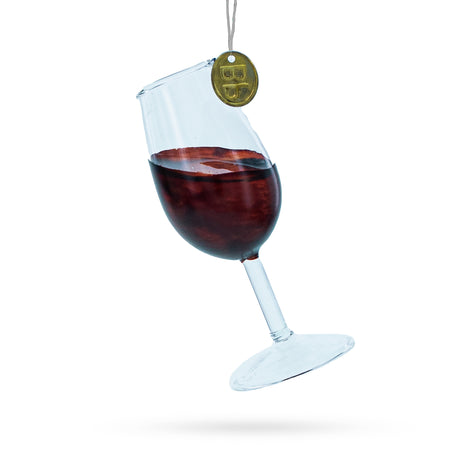 Glass of Wine Blown Christmas Ornament in Clear color